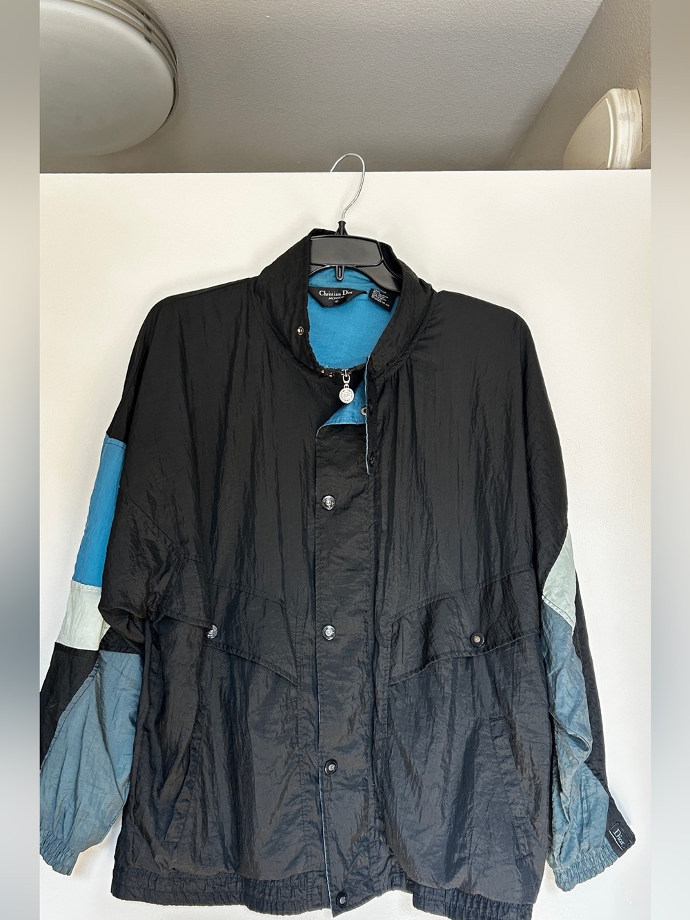 Dior Men’s Black Jacket with Blue & Light Gray Accents